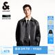 杰克·瓊斯（JACK&JONES）25年男裝仿皮衣外套男士秋季皮夾克寬松PU行政夾克商務休閑外套男 黑色E40 M (175)
