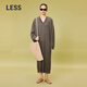 LESS【0壓系列】春牦牛絨慵懶風(fēng)長(cháng)款寬松V領(lǐng)針織連衣裙2O1G10540 251/中卡其 S