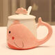 創(chuàng  )意個(gè)性馬克杯帶蓋帶勺可愛(ài)潮流陶瓷杯清新簡(jiǎn)約情侶卡通大肚杯子 粉色（普通盒）