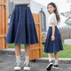 小豬彼特女童半身牛仔裙2025新款春秋女大童高腰春裝裙子中長款兒童a字裙 4358藍(lán)色 160 cm