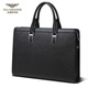 FALAMAONE法萊阿瑪尼男士輕奢商務(wù)手提包真皮公文包送男友禮物斜挎包電腦包 GW410黑色 大包38.6*28*7.5cm17英寸