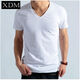 熊迪明男士寬松莫代爾v領(lǐng)短袖t恤加肥加大碼特大號純v字領(lǐng)白t血夏 白色 3XL(160-180斤)