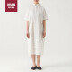 无印良品（MUJI）女式 棉桑蚕丝 短袖连衣裙 裙子 长裙 BC05CC3S 白色格纹 L-XL