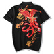 VENSUP半袖polo衫男女潮牌夏季中國風(fēng)火鳳凰刺繡翻領(lǐng)純棉體恤大碼男士潮流情侶裝保羅POLO衫 T523黑色 XL碼（建議136-155斤）