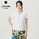 阿瑪施（AMASS）女裝2025新款縫線設(shè)計(jì)修身短袖莫代爾T恤女5301025 5301024 V型領(lǐng)-白 M (3碼)