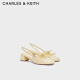CHARLES&KEITH24夏新品法式蝴蝶结粗跟包头低跟凉鞋CK1-61720194 Butter黄油色 38