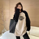 ANGEL MOOD春秋新款搭配鯊魚(yú)褲的上衣加絨中長(cháng)款衛衣打底衫女春秋遮屁股內搭 S105斤以?xún)?沙漠巴士-杏色(不加絨)