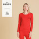 花雨傘保暖內衣加絨加厚冬季青少年女保暖衣男士套裝打底衫 女 基礎絨 大紅1套 L