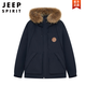 JEEP SPIRIT2024冬季新款大毛領(lǐng)羽絨服男女情侶款防水防風(fēng)加厚工裝外套 藏青色 L 175/96A (125-160斤)
