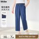 MsShe【冰爽天絲牛仔褲】大碼女裝2025夏季胖mm顯瘦錐形九分褲子 牛仔中藍色現貨 2XL