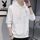 花花公子（PLAYBOY）衛(wèi)衣男連帽春秋季新款潮流休閑百搭長(zhǎng)袖t恤男士韓版寬松上衣男裝 白色 Q-ZHONDHH122 L 170