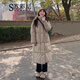 蘇彩尼（SUCAINI）過膝羽絨棉服女2024冬季新款韓版寬松學(xué)生棉衣中長款加厚棉襖外套 卡其色 S （建議90-125斤）