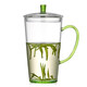 融俊耐熱玻璃杯帶把綠茶杯高檔龍井辦公室水杯子透明帶蓋玻璃喝水杯 春意-300ml