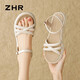 ZHR涼鞋女夏簡(jiǎn)約舒適平底涼鞋女搭扣軟底沙灘女鞋 AY160 米色 40 
