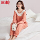 三槍【織夢(mèng)系列】春夏女士睡衣女純棉防螨可愛(ài)娃娃領(lǐng)套頭家居服