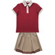 米兔果珠海香洲區小學(xué)生校服短袖t恤夏裝純棉班服套裝長(cháng)袖校服褲卡其色 短袖+女裙褲 140