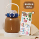 森森貓可愛(ài)316不銹鋼保溫杯簡(jiǎn)約小巧便攜彈蓋吸管杯學(xué)生女生大肚隨手杯 布丁保溫杯咖480毫升，+杯刷貼紙
