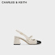 CHARLES&KEITH24春新品法式拼色方头粗跟玛丽珍鞋CK1-60361507 Cream奶白色 37