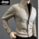 JEEP SPIRIT毛呢保暖男士長(zhǎng)袖襯衫2025秋冬新款痞帥時(shí)尚修身百搭帥氣襯衣 杏色 L