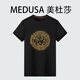 美杜莎MEDUSA男裝T恤男夏季新款燙鉆刺繡男士圓領(lǐng)休閑短袖運(yùn)動體恤24104 黑色 3XL 建議：175-190