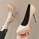 2025新款春季10cm12cm尖頭高跟鞋細跟單鞋性感防水臺百搭黑色女鞋 杏色跟高12CM 37