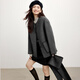 伊芙麗【高智大衣】伊芙麗圍巾領(lǐng)精致短款雙面羊絨呢大衣女2024秋裝外套 花灰綿羊毛+桑蠶絲 +牦牛絨 S 155/80A