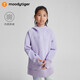 moodytiger女童抓絨衛衣套頭衫秋冬季兒童大童長(cháng)袖保暖連帽簡(jiǎn)約休閑運動(dòng)裝 薰衣草紫 140 cm