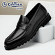 金利來(lái)（Goldlion）男鞋 方頭男士商務(wù)正裝皮鞋 一腳蹬透氣樂(lè )福鞋 軟皮軟底休閑鞋 黑色 41