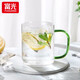富光玻璃杯透明帶把手杯子泡花茶客廳家用套裝男女喝水杯早餐牛奶杯 綠色1只裝