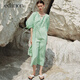 edition連衣裙女新款浪漫度假風(fēng)綠白條紋寬松長(cháng)裙氣質(zhì)小眾 綠白條 L 170