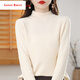 LOVER RUCCI純棉線(xiàn)衣針織衫女加厚半高領(lǐng)純色毛衣長(cháng)袖套頭打底衫秋冬內搭短款 米色 L