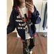 迪伽達(dá)美式復(fù)古格子連帽開衫衛(wèi)衣外套男女秋季中性風(fēng)假兩件衛(wèi)衣情侶外套 TMZXF-W653藏青 XL