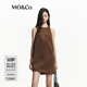 MO&Co.連衣裙秋煙熏棕絨肌理削肩精裁A字廓形MBD3DRS051 太妃糖色 M 165