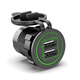 IZTOSS 汽車改裝USB車充車載手機(jī)充電器4.8A摩托加裝接口配件12V24V通用雙光圈車充綠色款配60CM線束