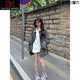 DAVEY MODE美式復(fù)古牛仔外套女春秋2025新款寬松水洗做舊港風(fēng)長袖外套小個子 做舊藍【zt】 M