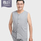 春織（Chunzhi）中老年人男士汗布V領(lǐng)寬肩純棉無袖背心夏季薄款寬松大碼爸爸短袖 麻灰 110/4XL