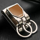 百誠穿皮帶鑰匙扣雙扣男士簡(jiǎn)約商務(wù)鑰匙環(huán)腰掛掛扣免費刻字 676白鎳拉絲
