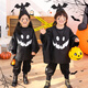華峻宇萬(wàn)圣節服裝兒童女巫披風(fēng)斗篷女孩男孩萬(wàn)圣節衣服 學(xué)校cosplay表演 黑蝙蝠小惡魔披風(fēng)+帽子