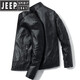 JEEP SPIRIT皮衣外套男春秋新款工裝百搭衣服休閑潮牌男裝秋冬加絨沖鋒皮夾克 9912黑色 L