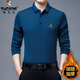 啄木鳥(niǎo)（TUCANO）冰絲長(zhǎng)袖t恤男翻領(lǐng)POLO體恤衫中年寬松秋衣免燙爸爸裝男打底上衣 藍(lán)色[加絨款] XL (175) 建議135-150斤
