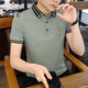啄木鳥 短袖T恤男翻領(lǐng)POLO打底衫夏季潮牌休閑修身半袖英倫風(fēng)男裝上衣服 717灰色 L