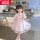 樂(lè)芭鼠兒童漢服裙子唐裝中國(guó)風(fēng)夏季幼兒園演出服古裝寶寶衣服女童連衣裙 粉色 120碼  建議5-6歲 (身高115左右)