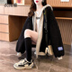衣圖雅 開(kāi)衫連帽衛衣外套女寬松韓版學(xué)生裝2022秋冬新款假兩件羊羔毛外套加絨加厚上衣潮 黑色 均碼