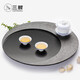三醒 烏金石茶盤(pán)天然整塊石頭圓形小茶臺家用排水創(chuàng  )意茶具簡(jiǎn)約托盤(pán)  日食 50*50*3CM