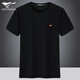 七匹狼短袖T恤男夏季絲光棉上衣青年休閑LOGO體恤男裝 黑色 175/52A/XL