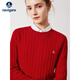納維凱爾意大利小帆船女士全羊毛通勤彈力圓領(lǐng)毛衣2334004503 紅 XL 
