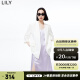 LILY2023夏新款女装气质纯色通勤款复古双排扣纯色七分袖西装外套 601白色 M