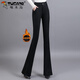 啄木鳥(niǎo)（TUCANO）微喇加絨西裝褲女2026新款秋冬彈力墜感抗皺免燙高腰顯瘦喇叭褲子 黑色(常規)加絨 身高161以下穿 m 94-104斤
