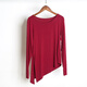 澳顏萊舞蹈服裝練功服女上衣春夏莫代爾古典舞形體現代舞闊腿褲 斜邊酒紅長(cháng)袖上衣 L （上衣105~115斤）