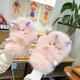 途尊2024新款可愛(ài)長(cháng)毛小精靈毛絨手套少女大版超厚實(shí)防風(fēng)掛脖連指手套 長(cháng)毛怪粉色